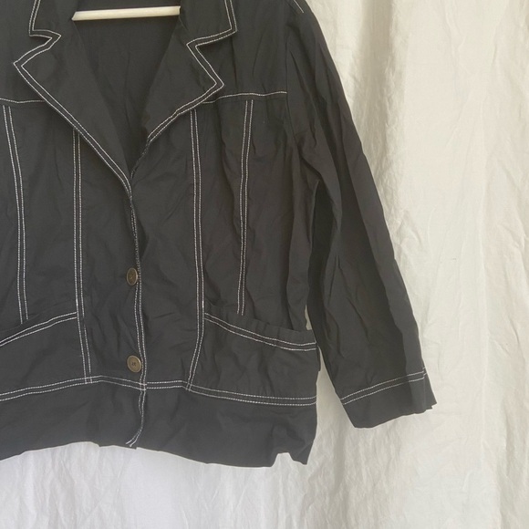 CHICO'S Women's Lightweight Jacket Black Button Front Size 2 / Medium - Picture 6 of 10